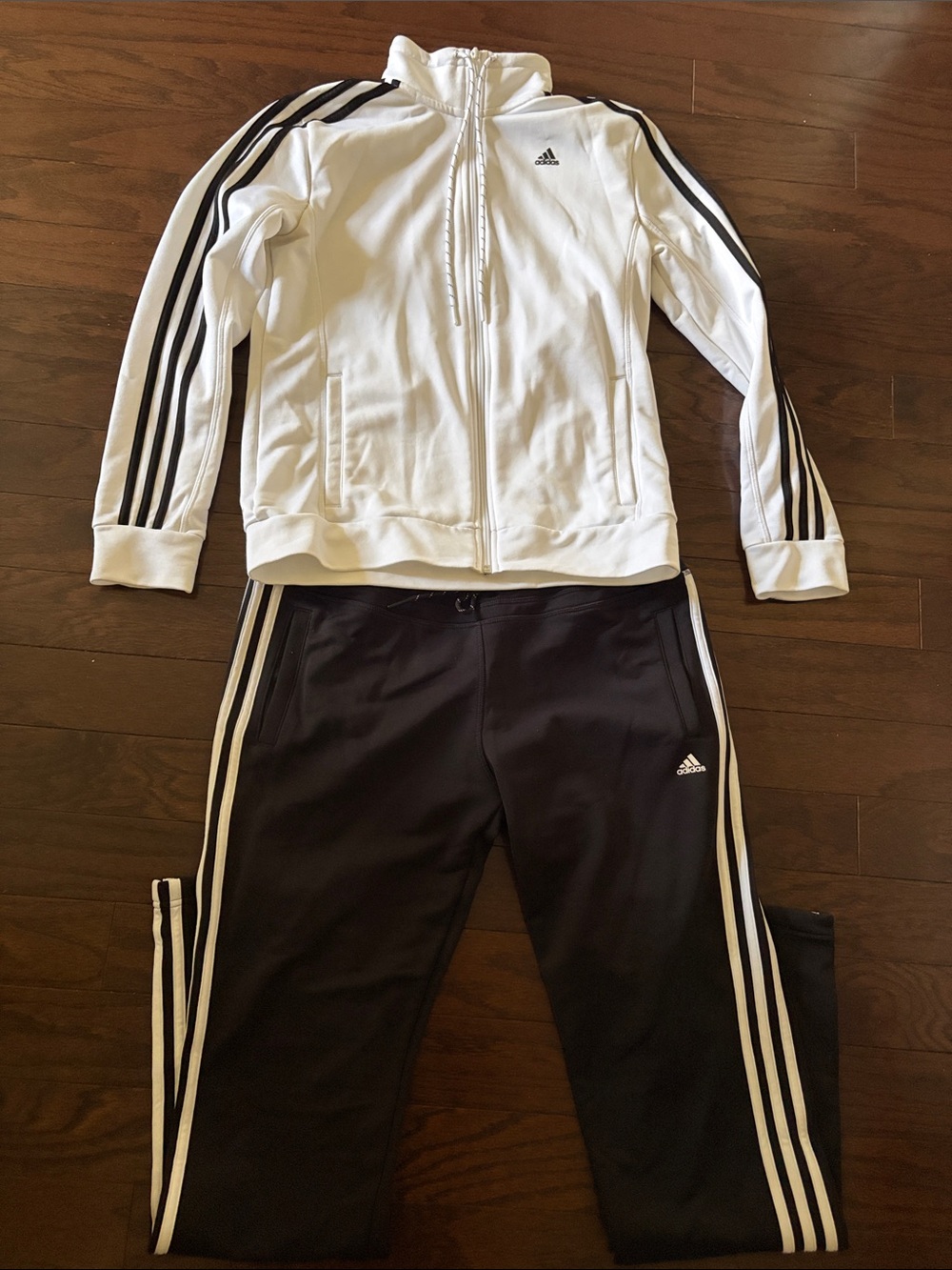 adidas White & Black Kids Two-Piece Jogger Set